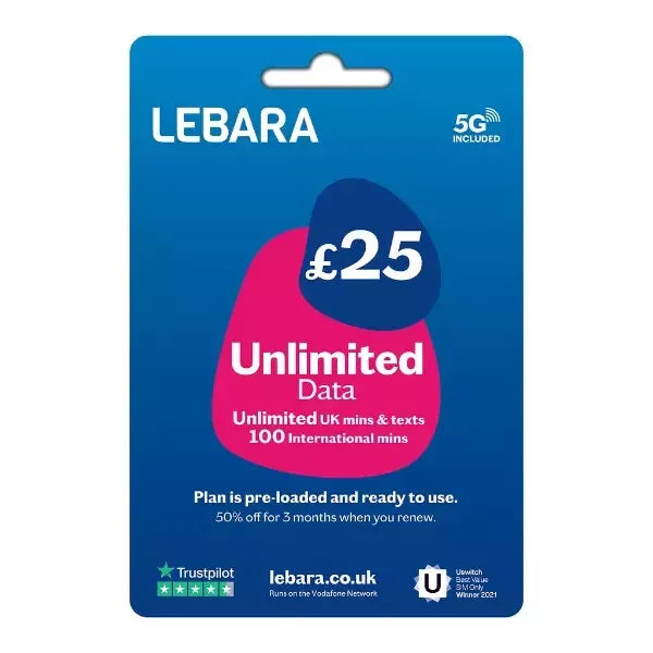SIM Card Lebara UK +44 Pronta all'Uso, Attivazione Anonima Immediata