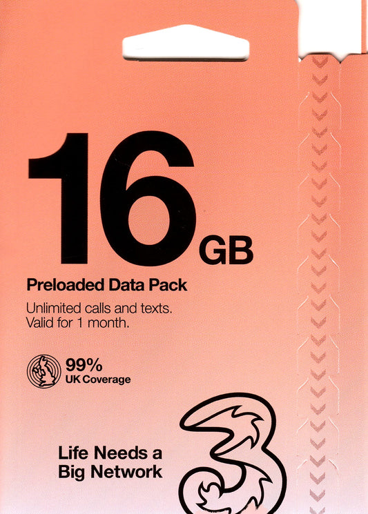 SIM Card Three UK +44 Pronta all'Uso, Attivazione Anonima Immediata